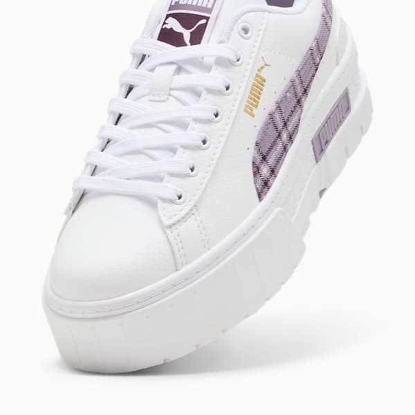 Mayze Winter Tartan Sneakers Youth, PUMA White-Pale Plum, large-ZAF