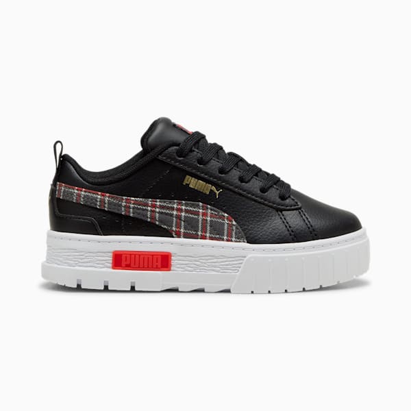 Mayze Winter Tartan Sneakers Kids, PUMA Black-For All Time Red, large-ZAF