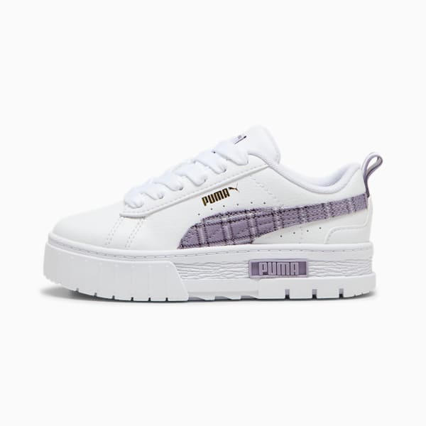 Mayze Winter Tartan Sneakers Kids, PUMA White-Pale Plum, large-ZAF