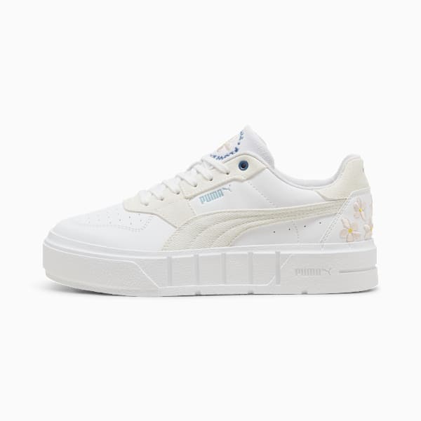 Zapatillas bordadas Cali Court para mujer, Vapor Gray-PUMA White, large-MEX