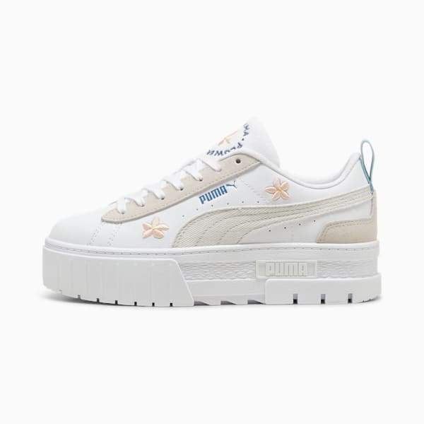 Mayze Embroidery Sneakers Women, PUMA White-Vapor Gray, large-ZAF
