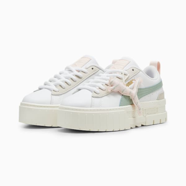 Tenis mujer Mayze Merry X-mas, PUMA White-Green Fog, large-MEX