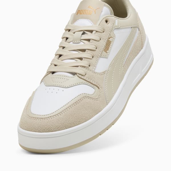Court Classic Suede Sneakers Unisex, PUMA White-Desert Dust-PUMA Gold, large-ZAF