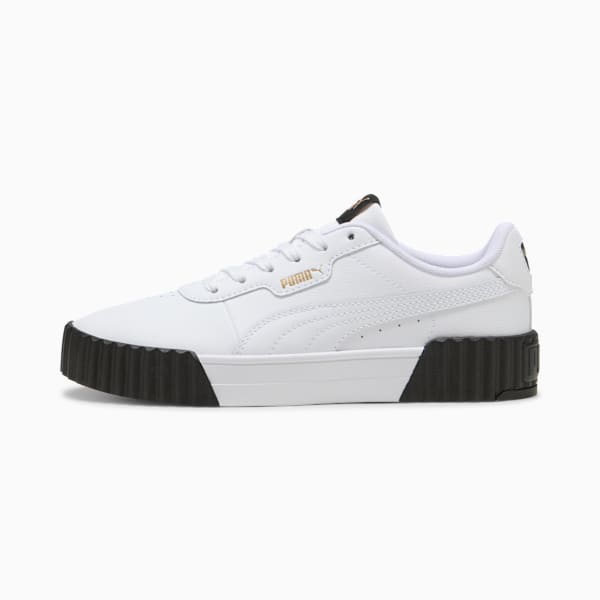 Zapatillas Carina 3.0 para mujer, PUMA White-PUMA Gold-PUMA Black, large-ARG