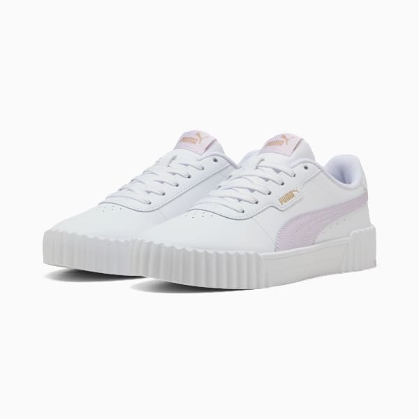 Zapatillas Carina 3.0 para mujer, PUMA White-Lilac Frost-PUMA Gold, large-ARG