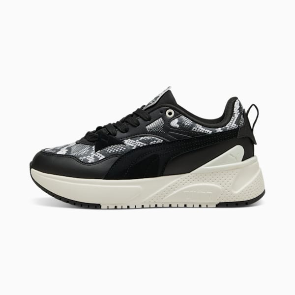 R78 Disrupt Snake Chic Sneakers Women, PUMA Black-PUMA White-Puma Aged Silver, large-ZAF