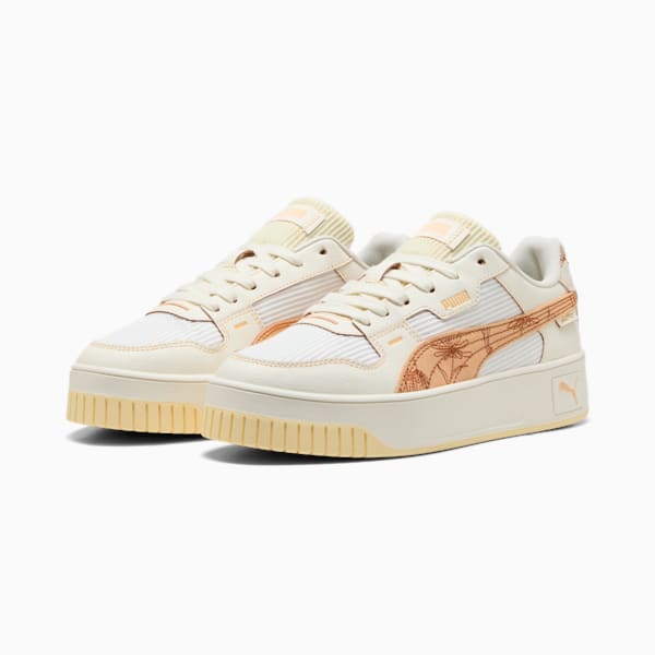 Carina Street Lux Crafted Flowers Sneakers Women, Warm White-Almost Apricot, large-MEX