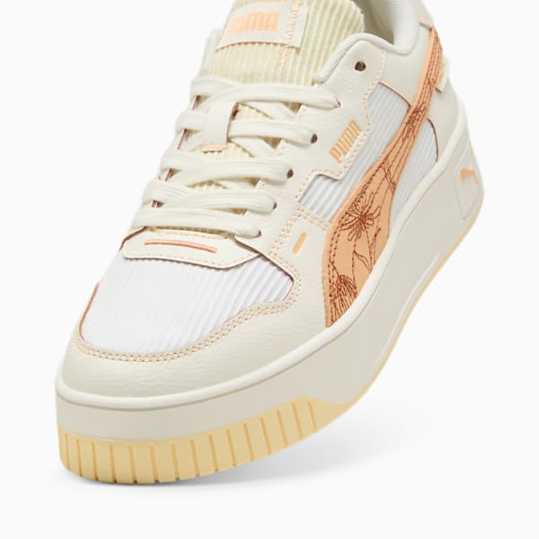 Carina Street Lux Crafted Flowers Sneakers Women, Warm White-Almost Apricot, large-MEX