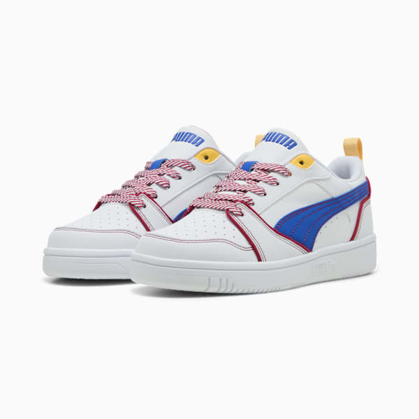 Puma Rebound V6 Lo Starblitz Sneakers Youth, PUMA White-Vivid Blue-Port, large-ZAF