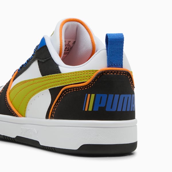 Puma Rebound V6 Lo Starblitz Sneakers Youth, PUMA White-Sea Kelp-Orange Glo, large-ZAF