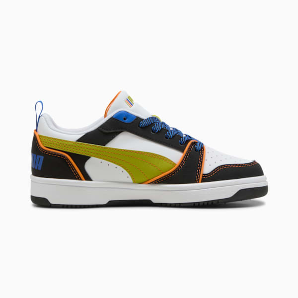 Puma Rebound V6 Lo Starblitz Sneakers Youth, PUMA White-Sea Kelp-Orange Glo, large-ZAF