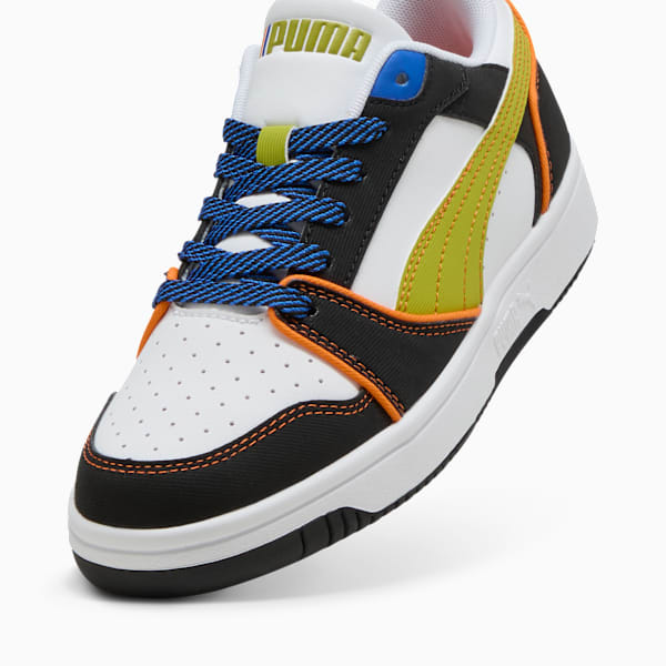 Puma Rebound V6 Lo Starblitz Sneakers Youth, PUMA White-Sea Kelp-Orange Glo, large-ZAF
