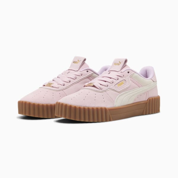 Tenis Carina 3.0 Luxe Gamuza para mujer, Rose Mauve-Warm White-PUMA Gold, large-MEX
