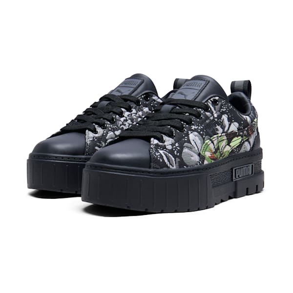 Zapatillas Mayze Dark Floral para mujer, PUMA Black-PUMA Silver-Smokey Gray, large-ARG