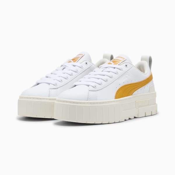 Mayze Lux Sneakers Women, PUMA White-Archive Gold, large-ZAF