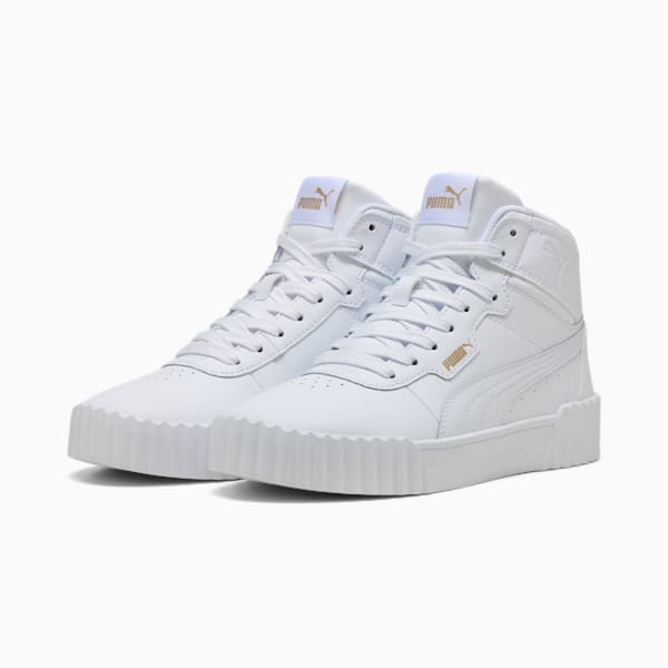 Carina 3.0 Mid Sneakers Women, PUMA White-PUMA Gold, large-ZAF