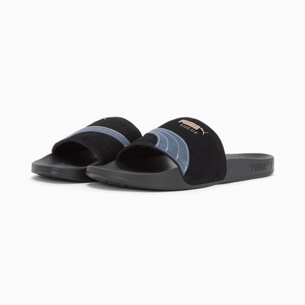 PUMA x DAVIDO Leadcat 2.0 Suede Slides Unisex, PUMA Black-Club Navy-Rose Gold, large-ZAF