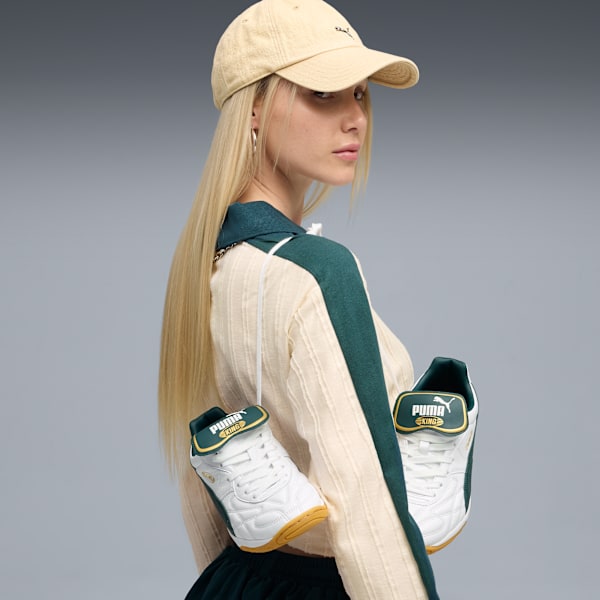 King Indoor Sneakers Unisex, PUMA White-Green Terrain, large-ZAF