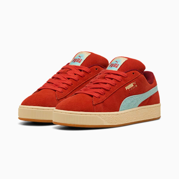 Suede XL Weathered Sneakers, Red Fire-Creamy Vanilla, large-ZAF