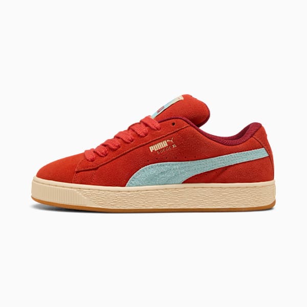 Suede XL Weathered Sneakers, Red Fire-Creamy Vanilla, large-ZAF