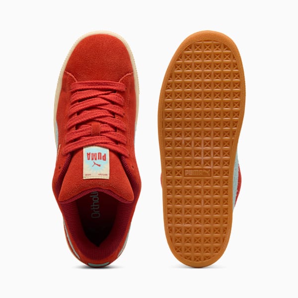 Suede XL Weathered Sneakers, Red Fire-Creamy Vanilla, large-ZAF