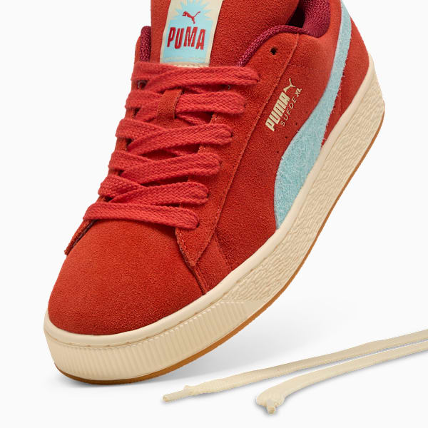 Suede XL Weathered Sneakers, Red Fire-Creamy Vanilla, large-ZAF