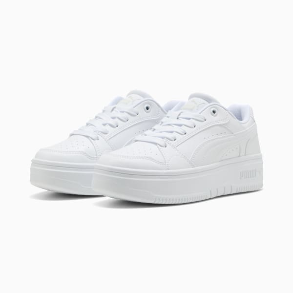 Rebound Femme Low Sneakers Women, PUMA White-Vapor Gray, large-ZAF