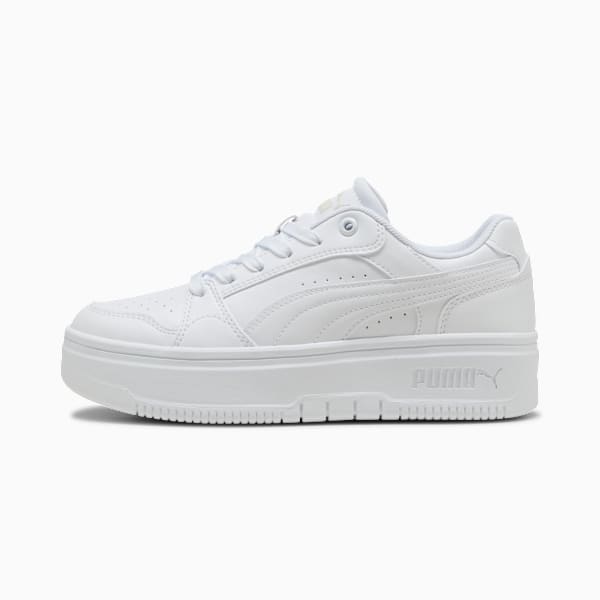 Rebound Femme Low Sneakers Women, PUMA White-Vapor Gray, large-ZAF