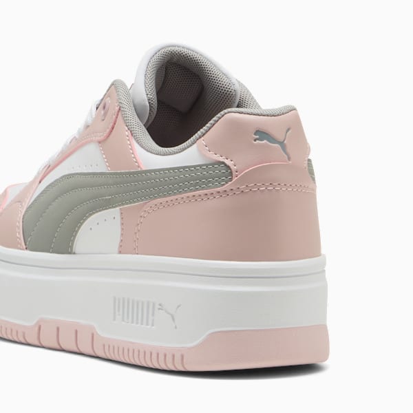 Rebound Femme Low Sneakers Women, PUMA White-Gray Echo-Mauve Mist, large-ZAF