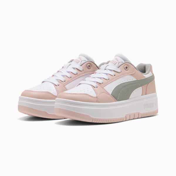 Rebound Femme Low Sneakers Women, PUMA White-Gray Echo-Mauve Mist, large-ZAF