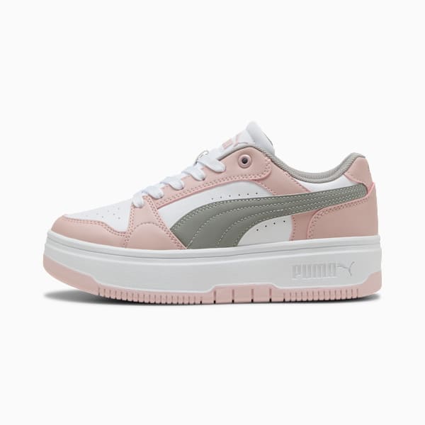 Rebound Femme Low Sneakers Women, PUMA White-Gray Echo-Mauve Mist, large-ZAF