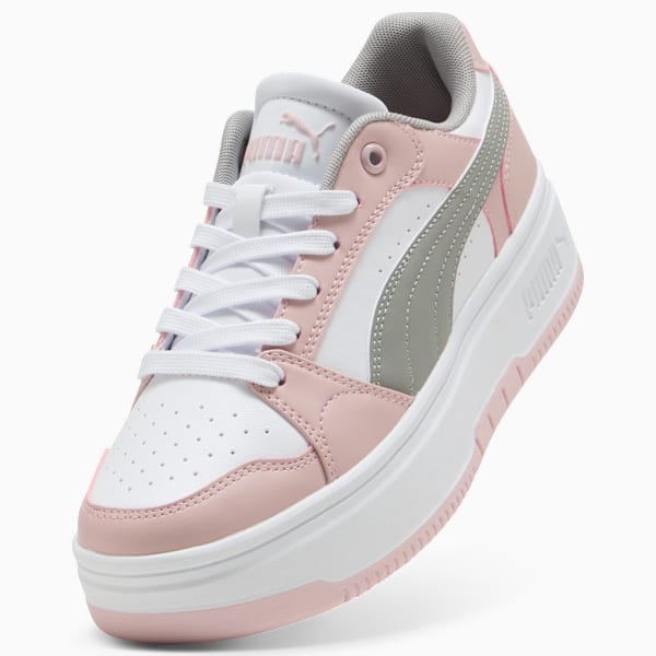 Rebound Femme Low Sneakers Women, PUMA White-Gray Echo-Mauve Mist, large-ZAF