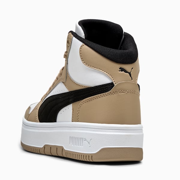 Rebound Femme Mid Sneakers Women, PUMA White-PUMA Black-Ice Coffee, large-ZAF