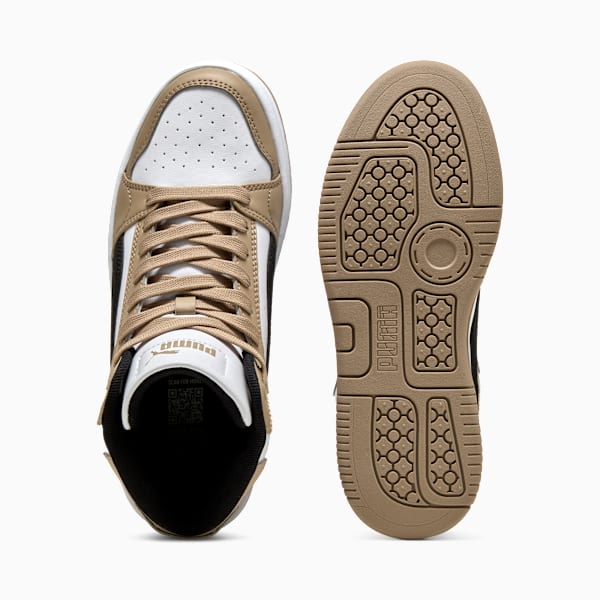 Rebound Femme Mid Sneakers Women, PUMA White-PUMA Black-Ice Coffee, large-ZAF