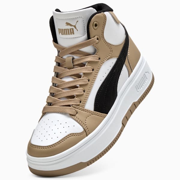 Rebound Femme Mid Sneakers Women, PUMA White-PUMA Black-Ice Coffee, large-ZAF