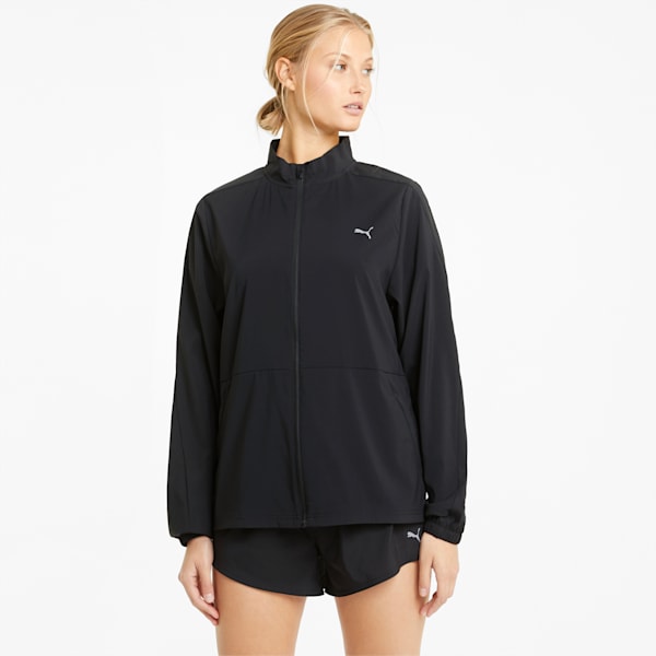 Campera de running de tejido plano Favourite para mujer, Puma Black, large-ARG