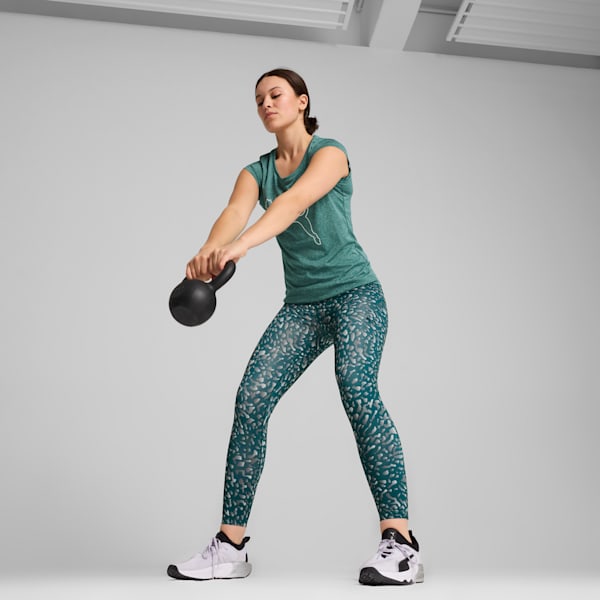 Performance Heather Cat Training Tee Women, Cold Green Heather, large-ZAF