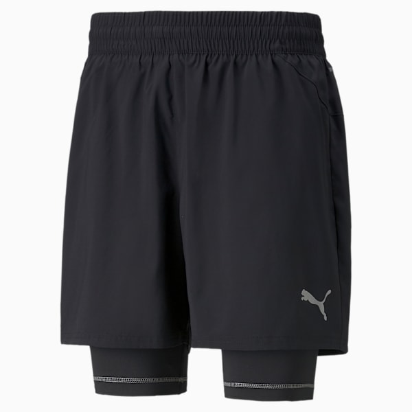 Shorts Hombre Graphic 2-In-1 5” Running, Puma Black-Puma Black, large-MEX