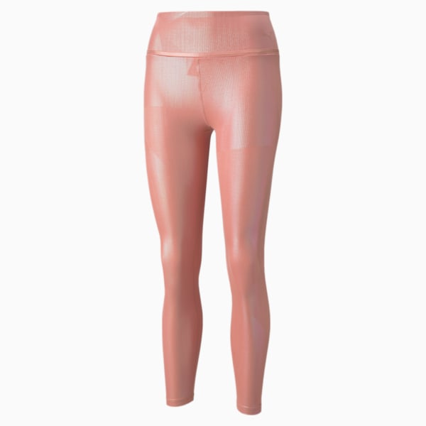 Stardust High Waist Printed 7/8 Women's Training Leggings, Rosette-iridescent print, large-ZAF