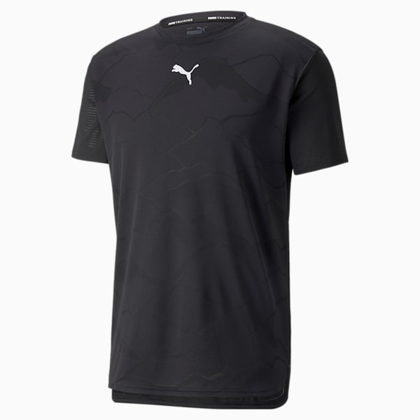 Vent Short Sleeve Men's Training Tee, Puma Black-Jacquard, large-ZAF