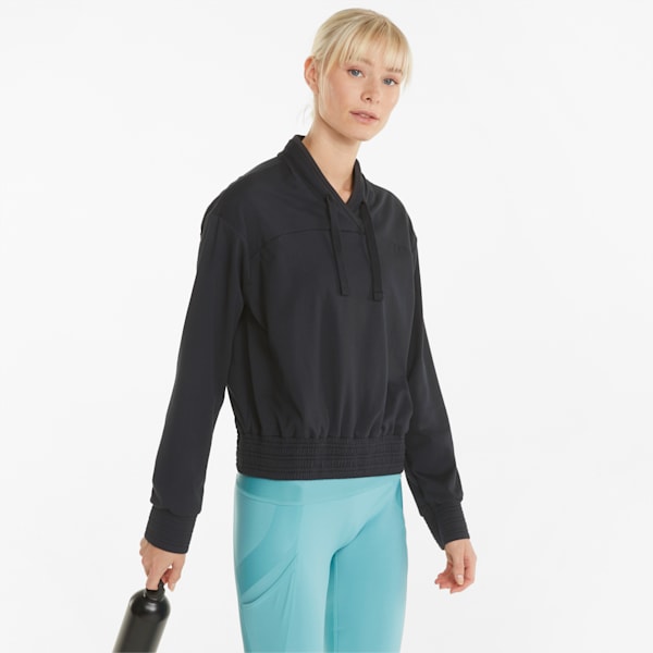 Fashion Luxe Cloudspun Women's Training Sweatshirt, Puma Black, large-ZAF