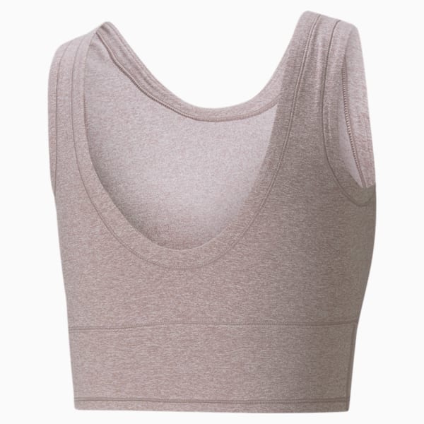 Studio Yogini Luxe Cropped Women's Training Tank Top, Quail Heather, large-ZAF