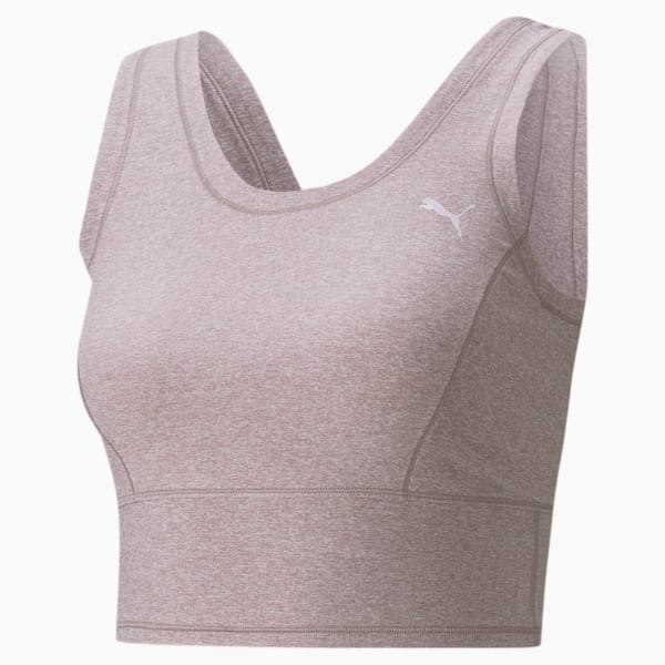 Studio Yogini Luxe Cropped Women's Training Tank Top, Quail Heather, large-ZAF
