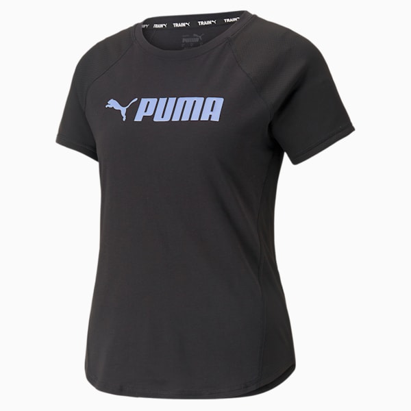 PUMA Fit Logo Training Tee Women, PUMA Black-Elektro Purple, large-ZAF