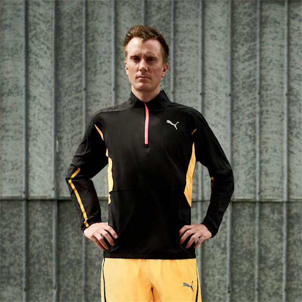 Run Ultraweave Woven Running Jacket Men, Puma Black-Sun Stream, large-ZAF