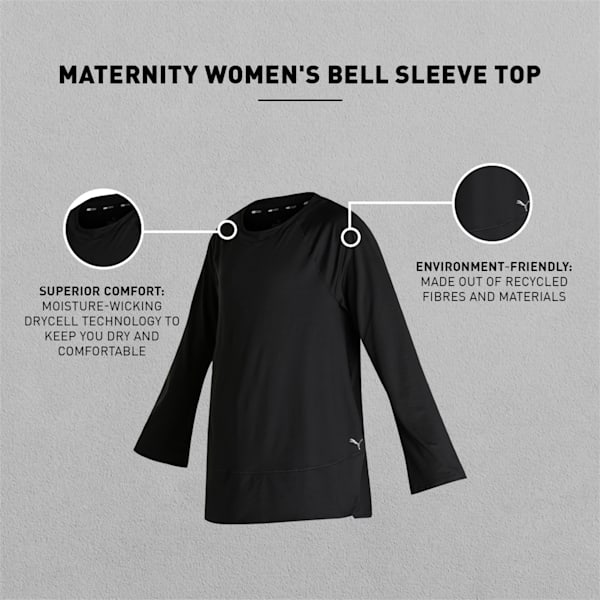 Maternity Bell Sleeve Training Top Women, Light Gray Heather, large-ZAF