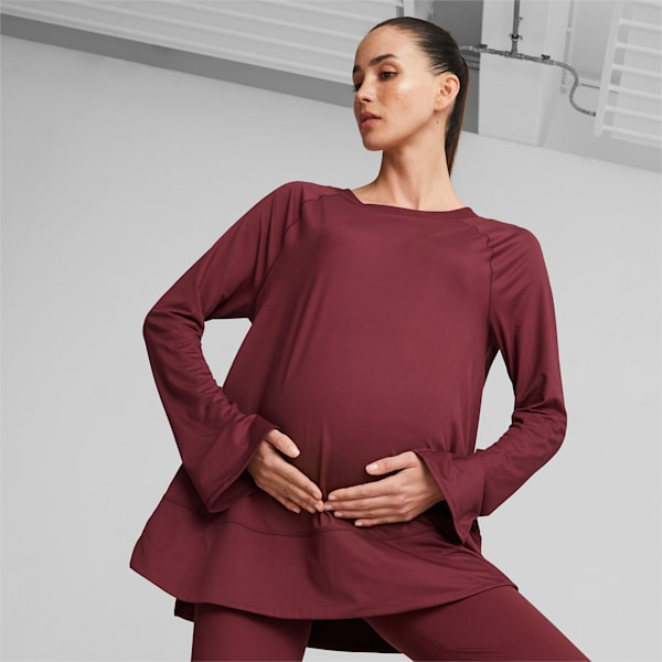 Maternity Bell Sleeve Training Top Women, Dark Jasper, large-ZAF