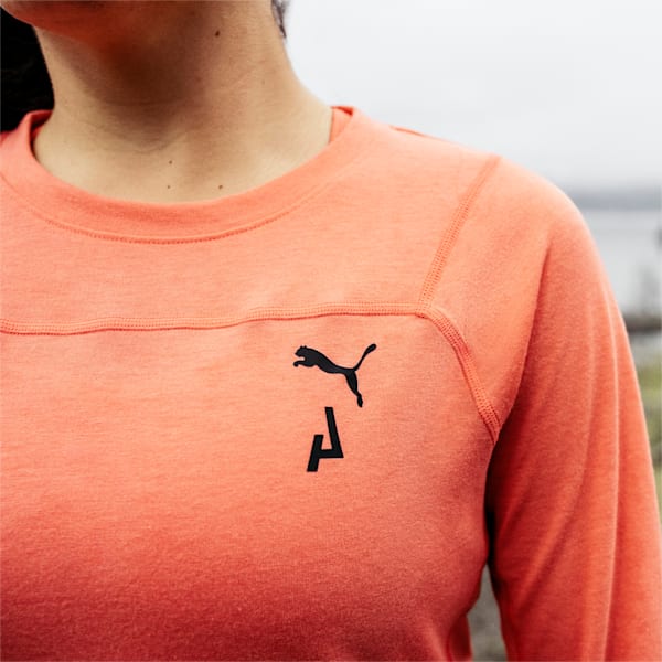 SEASONS Wool Long Sleeve Running Tee Women, Salmon, large-ZAF