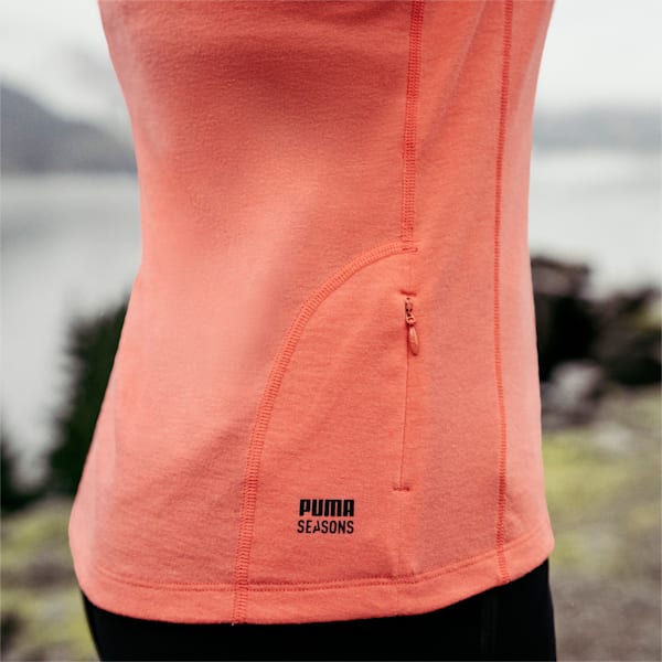 SEASONS Wool Long Sleeve Running Tee Women, Salmon, large-ZAF