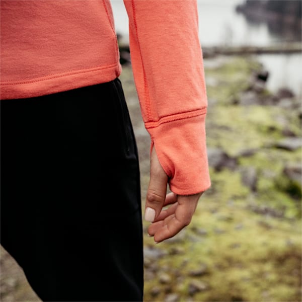 SEASONS Wool Long Sleeve Running Tee Women, Salmon, large-ZAF